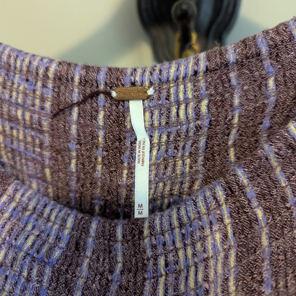 Free People She Will Be Loved Shorts Size M Loose Fit Stripe Purple & Maroon - Picture 4 of 4